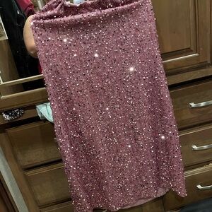 SHEIN Pink Sequin Backless Dress